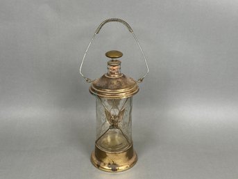 Vintage Brass Eagle Lantern Glass Decanter