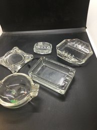 Lot Of 5 Vintage Glass Ashtrays