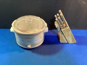 Faber Ware Knives  And Large Crockpot,