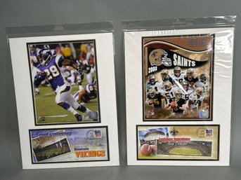 Saints & Vikings Matted Posted Stamp Art With Holographic Seal