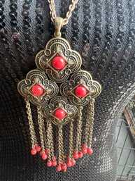 Tibetan Inspired Milgrain Beaded Necklace