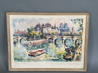 Beautiful Vintage Pencil Signed Paris Lithograph By Girard