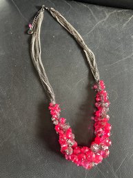 Fuchsia Beaded Cluster Rope Necklace