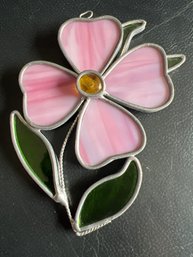 Beautiful Leaded Stained Glass Flower Pendant