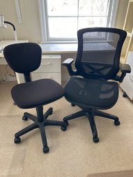 Two Adjustable Office Chairs One With Arms