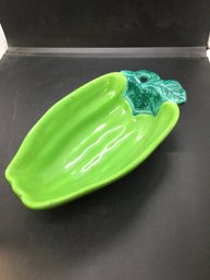 Mcm Interpur Green Pepper Shaped Pottery Bowl