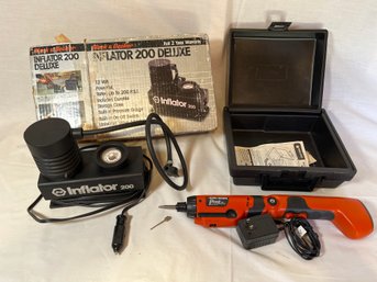 Black & Decker, Inflator 200 Deluxe Plugs Into 12volt Cigarette Lighter, Pivot Plus Drill-Driver Both Work