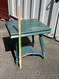 Teal Green/blue Side End Table, Sturdy 24x24.5x23.25in