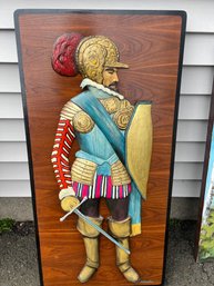 Ancient Roman Soldier In Armour - Handmade Relief Wall Hanging