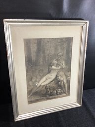 Great Vintage Piece, Romantic Subject Matter, Looks To Be Original Drawing, ?