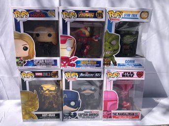 6 Assorted Marvel, Bobble Heads In Boxes