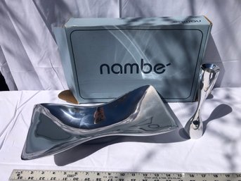 Nambe Bow Tie Server Metal Dish And Candle Holder