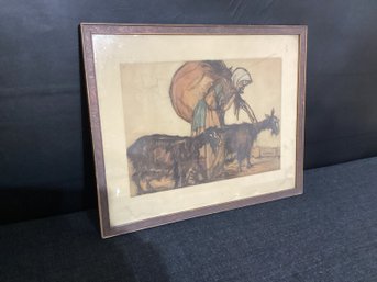 Original Vintage-etching By Well Listed Artist, Armand Coussens, Signed