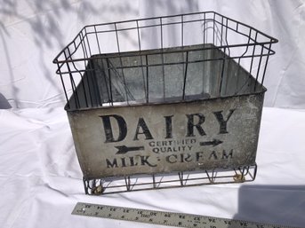 Vintage Metal Milk, Crate, Dairy Milk, Cream