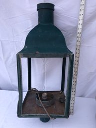 Large Vintage Green Metal Light