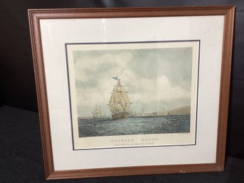 Superbly  Done Engraving Of Outward Bound, Double Matted,framed Under Glass, Excellent Shape