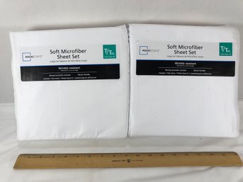 Two Sets Of Soft Microfiber White Sheet Set Twin/twinXL, New In Packages