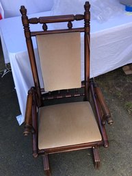 Wood And Cloth Rocking Chair, See Pics