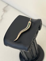 Sterling Italian Horn With Turquoise Inlay