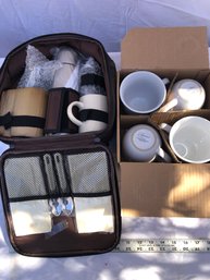 Gevalia Travel Case With Thermos, Four Mugs