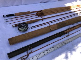 Vintage Shakespeare Fly Fishing Pole, Another Pole With Viscoy Reel And Spare Barrel