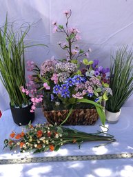 Various Flower And Fake Grass Arrangements