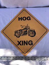 Plastic Hog Crossing Sign, Some Wear