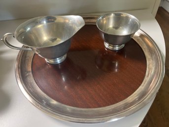 Lovely MCM Pewter Creamer & Sugar With Serving Tray