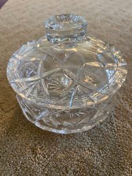 Clear Cut Glass Covered Vanity Jar