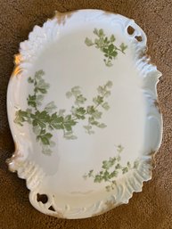 Rare Vintage R. Delinieres Limoges Ivy Printed Porcelain Serving Platter