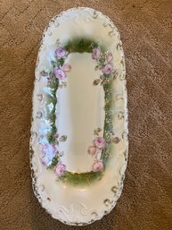 Gorgeous Vintage Porcelain Rosebud Serving Platter