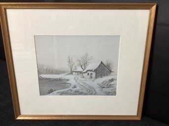 Original Artwork, Painting And Pencil ,in Excellent Shape (Lawrence Institute 1868 Maine)