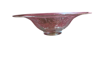 Vintage Embossed Pattern Glass Centerpiece Bowl