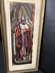 Original Wood Block Painting ,with Provenance And Art Signature On Bottom In Original Frame And Matting
