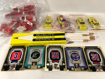 Collector Items, Sweet Spot Patches, Matchbox Cars, Lego Type Blocks, Pencils