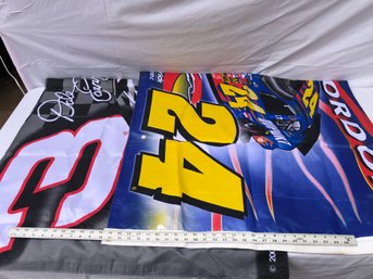 3 Large NASCAR Banners, Approximately 5 X 3 Feet, Some Staining. Images Appear On Both Sides.