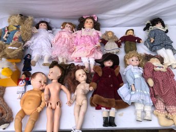 Large Lot Of Various Dolls, Some Wear And Yellowing , See Pics