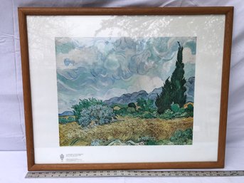 Van Gogh Print A Cornfield With Cypresses Approximately 29 X 24 Framed