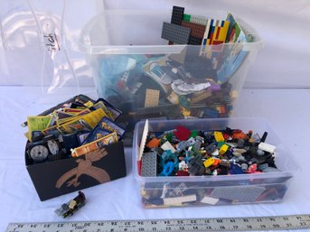 Various Containers Of Legos And Pokmon Cards, See Pics