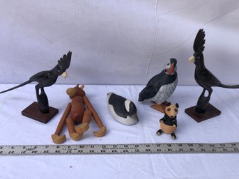 Various Wood, Carved Items, And One Ceramic Duck