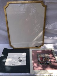 Blank Canvas Picture, Still Wrapped In Plastic, Flowers, Framed, Print, Boy On Beach Matted Print