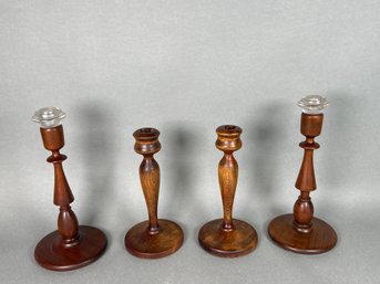 Vintage Wooden Candlestick Holders