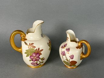 Antique 19th Century Porcelain Royal Worcester Flat Back Pitchers