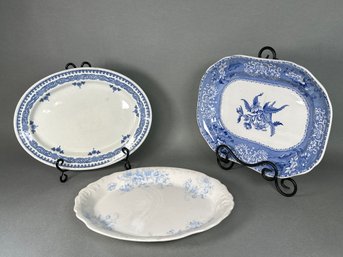 Vintage Blue & White Platters Including Spode 'Camille'