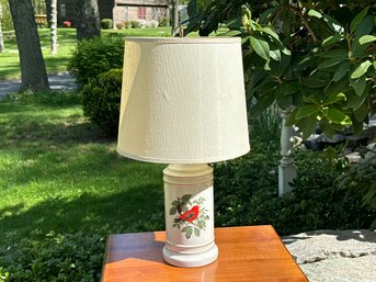 Vintage Ceramic Hand Painted Bird Design Lamp