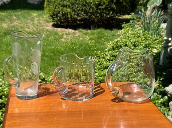 Three Quality Well Made Glass Pitchers