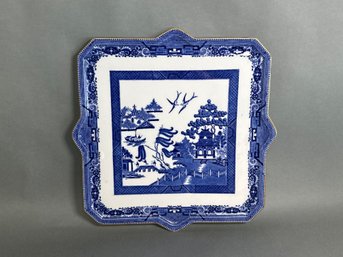 Large Vintage Asian Blue & White Plate