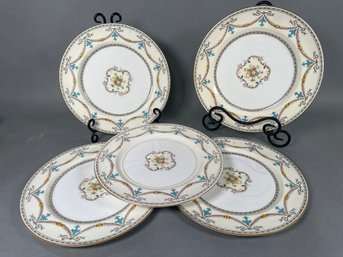 Five Vintage Floral Design Hand Painted Paragon Plates
