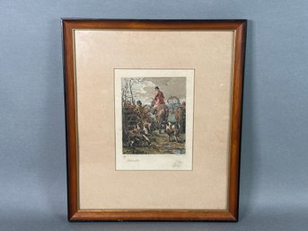Vintage Geoffrey Sparrow Signed Hunting Scene Print Circa 1949