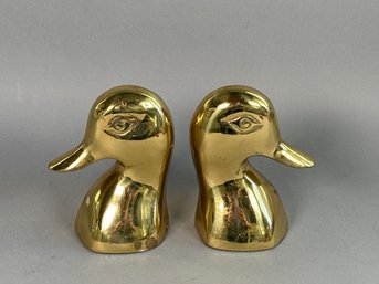 Vintage GB & Co Solid Brass Duckhead Book Ends